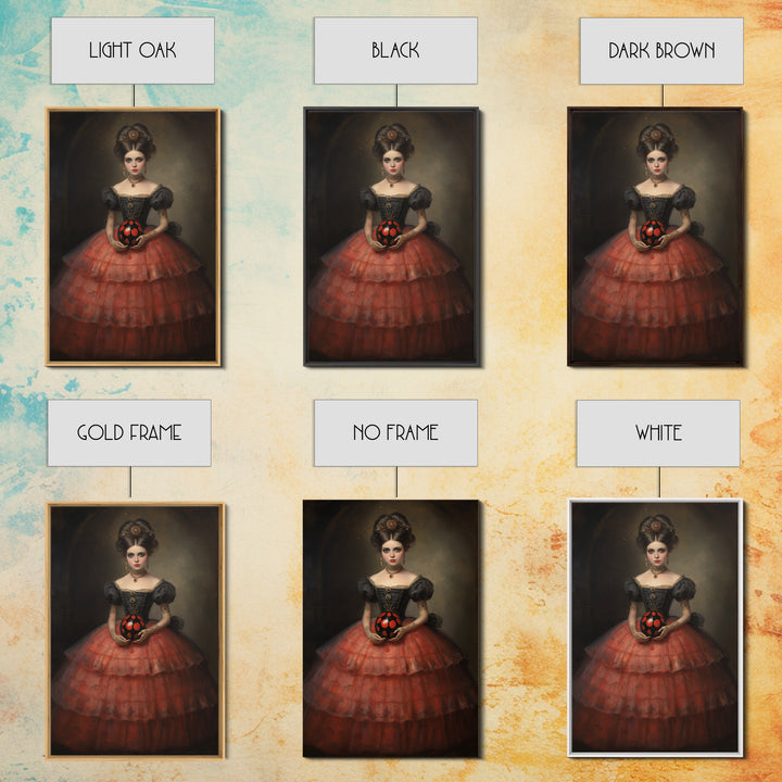 Ladybug Debutante, Victorian Animal Portrait, Halloween Art, Gothic Whimsy Decor, Anthropomorphic Costume Art