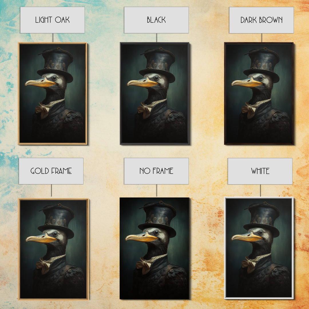 Cormorant Captain, Victorian Animal Portrait, Halloween Art, Gothic Whimsy Decor, Anthropomorphic Costume Art