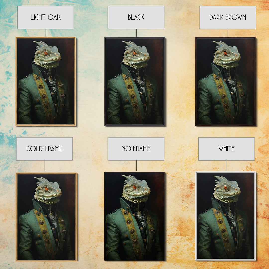 Iguana Vizier, Victorian Animal Portrait, Halloween Art, Gothic Whimsy Decor, Anthropomorphic Costume Art