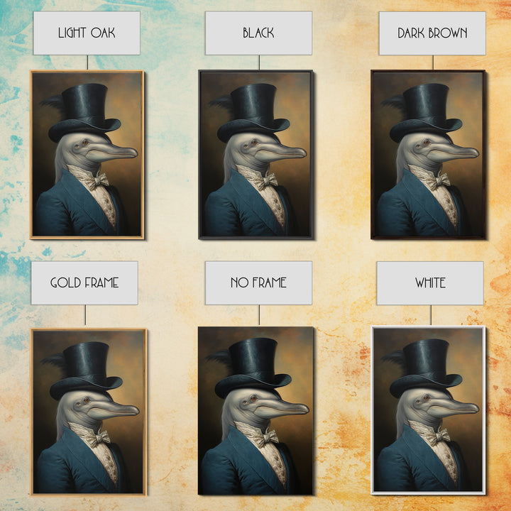 Dolphin Aristocrat, Victorian Animal Portrait, Halloween Art, Gothic Whimsy Decor, Anthropomorphic Costume Art