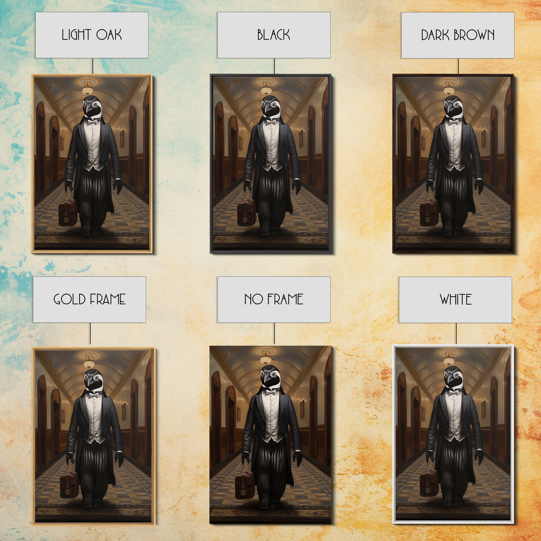 Penguin Concierge, Victorian Animal Portrait, Halloween Art, Gothic Whimsy Decor, Anthropomorphic Costume Art