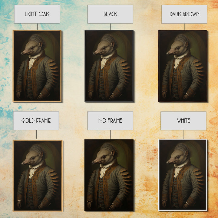 Armadillo Clerk, Victorian Animal Portrait, Halloween Art, Gothic Whimsy Decor, Anthropomorphic Costume Art