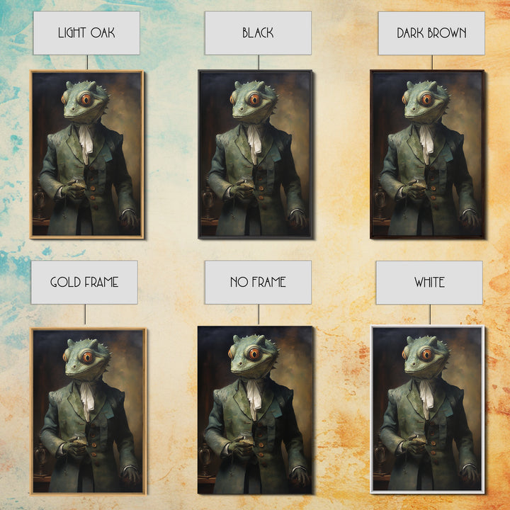 Chameleon Painter, Victorian Animal Portrait, Halloween Art, Gothic Whimsy Decor, Anthropomorphic Costume Art