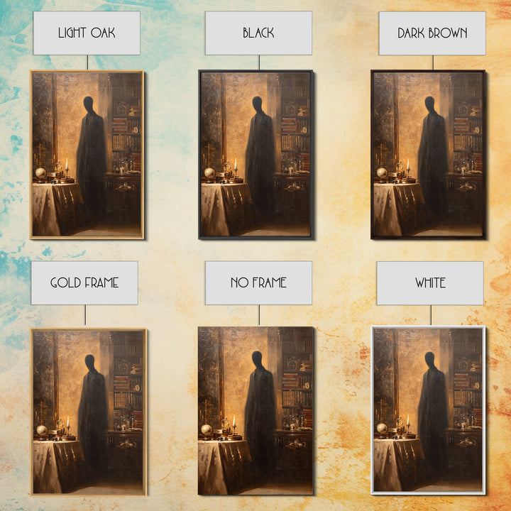 The Shadow Person, Macabre Victorian Decor, Vertical Wall Art, Framed Canvas Print, Gothic Wall Decor, Halloween Portrait Art
