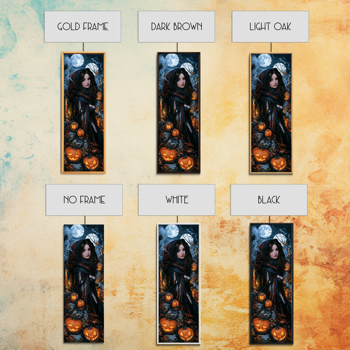 The Alien Pumpkin Patch, Antique Gothic Portrait, Tall Narrow Wall Art, Framed Canvas Print, Gothic Wall Decor, Halloween Portrait Art