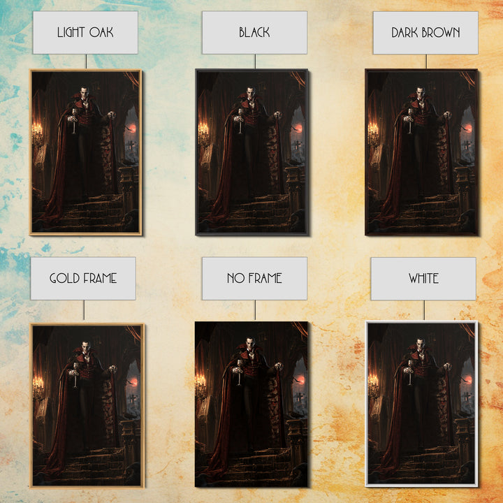 The Crimson Count Of Hollow Keep, Victorian Gothic Art, Vertical Wall Art, Framed Canvas Print, Gothic Wall Decor, Halloween Portrait Art