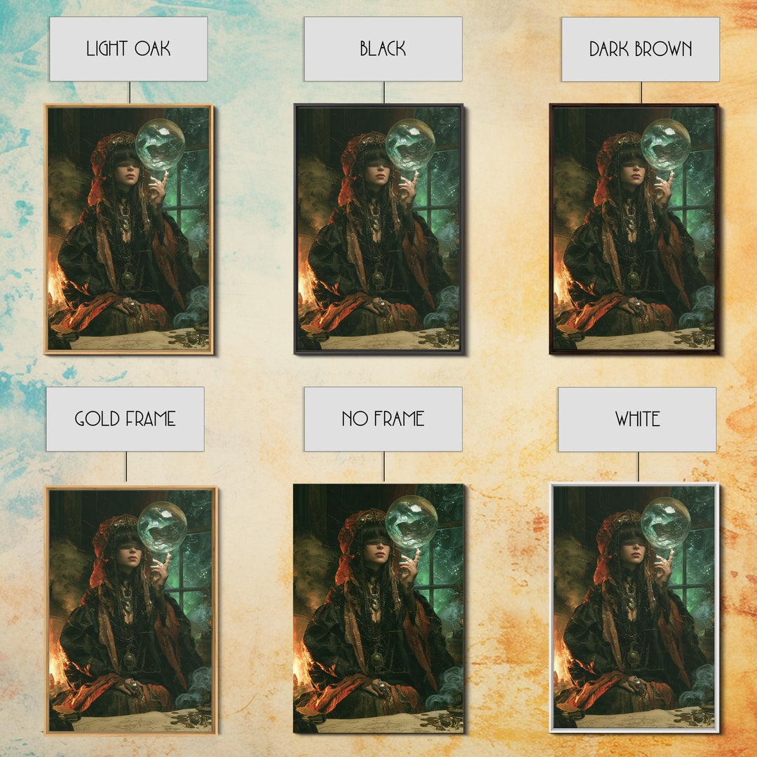 The Oracle Of The Glass Depths, Macabre Victorian Decor, Vertical Wall Art, Framed Canvas Print, Gothic Wall Decor, Halloween Portrait Art