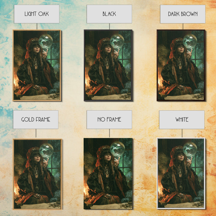 The Oracle Of The Glass Depths, Macabre Victorian Decor, Vertical Wall Art, Framed Canvas Print, Gothic Wall Decor, Halloween Portrait Art