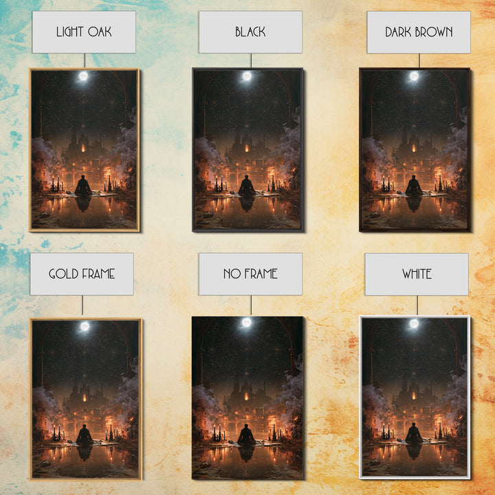 The Mirror Lake Of Lost Constellations, Victorian Gothic Art, Vertical Wall Art, Canvas Print, Gothic Wall Decor, Halloween Portrait Art
