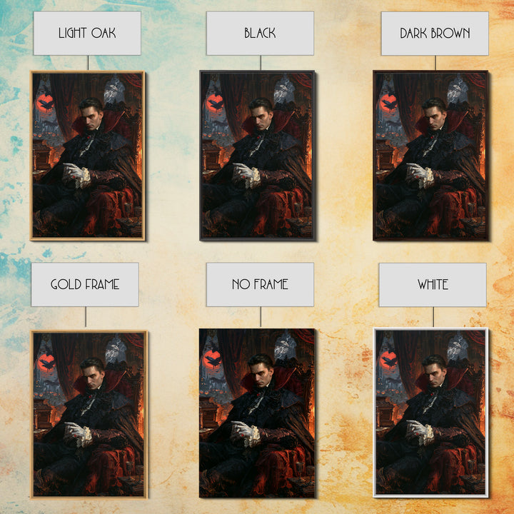 The Last Carpathian Lord, Victorian Vampire Portrait, Vertical Canvas Print, Classic Halloween Decor, Classic Monster Art