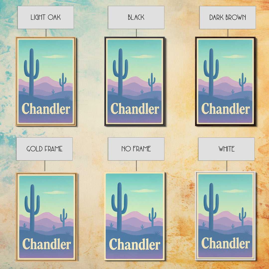 Chandler Travel Poster, Canvas Print, Pastel Retro Travel Art, Chandler Art Print, Mid Century Wall Art, Vintage City Poster, Art Print