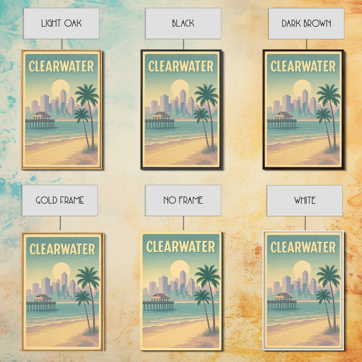 Clearwater Florida Travel Poster, Canvas Print, Dreamy Skyline Poster Art, Clearwater Art Print, Travel Wall Art, City Poster, Wall Art