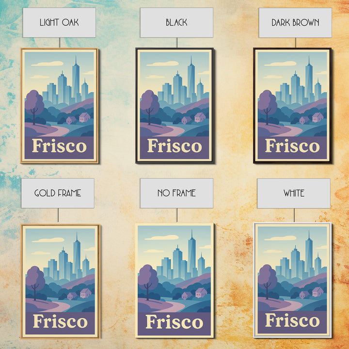 Frisco Travel Poster, Framed Canvas Print, Soft Vintage City Poster, Frisco Art Print, Travel Wall Art, Travel Poster Art, Poster Print