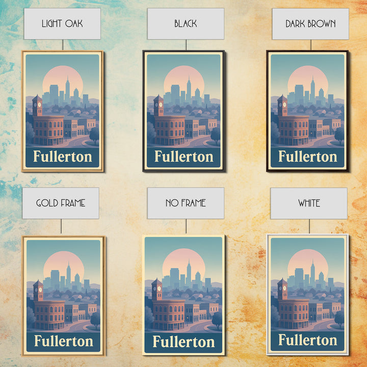 Fullerton Travel Poster, Canvas Print, Soft Vintage City Poster, Fullerton Travel Art, Travel Poster Art, Living Room Wall Art