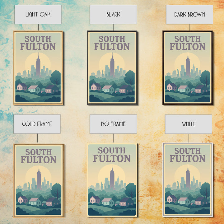 South Fulton Georgia Travel Poster, Canvas Print, Vaporwave Skyline Art Wall Art, South Fulton Wall Art, Fine Art Print, Travel Wall Art