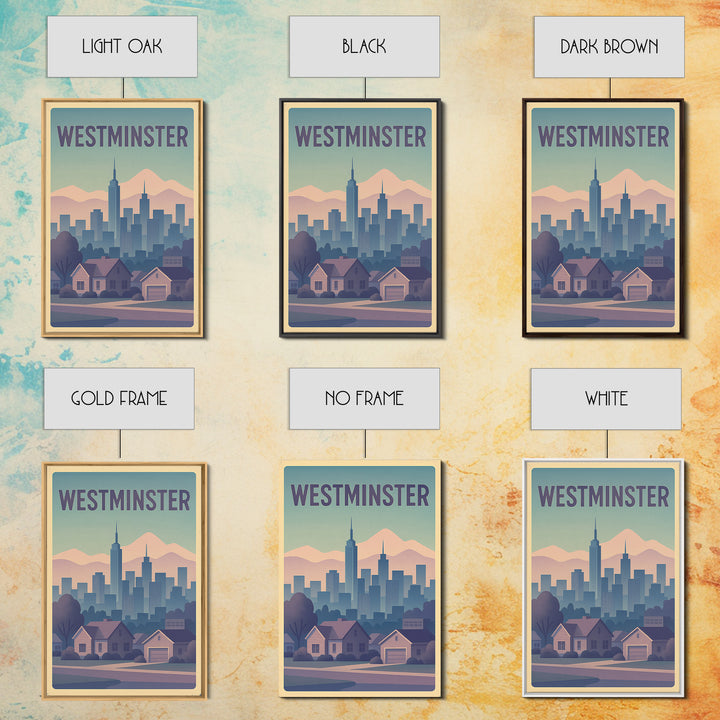 Westminster Colorado Travel Poster, Canvas Print, Vaporwave Cityscape Wall Art, Westminster Travel Art, Retro Travel Print, Travel Art