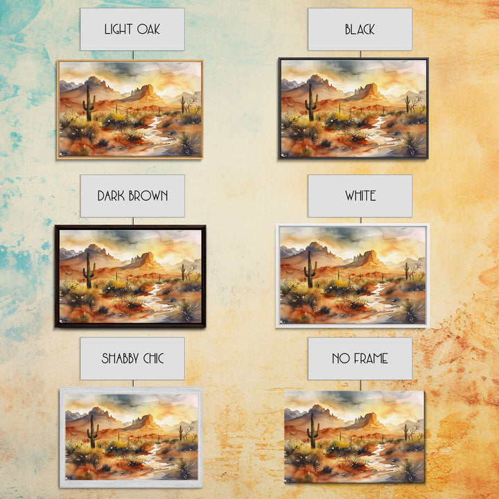 Extra Large Wall Art, Desert Landscape Painting Framed Canvas Print, Metal Art, Wood Framed Original Art, Living Room Decor, Landscape Art