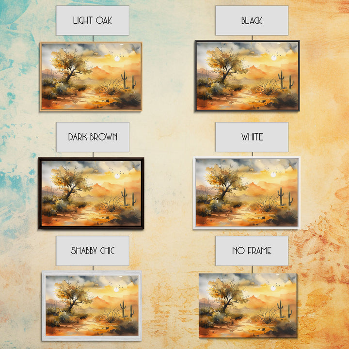 Desert Landscape Watercolor Painting, Wood Framed Canvas Print, Utah Desert Painting, Metal Print, Farmhouse Decor