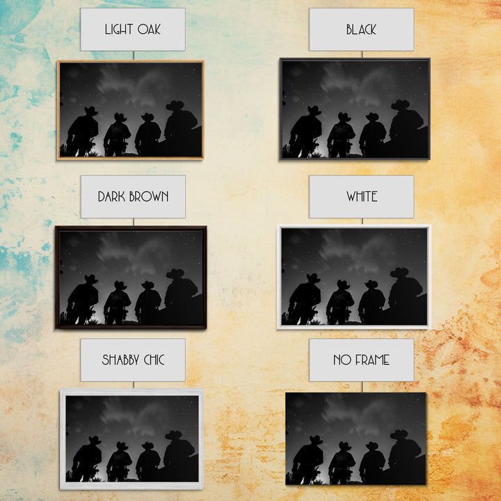 Cowboy Prints Framed Wall Art, Western Decor, Farmhouse Decor, Cowboy Photography, Gloss Metal Wall Art, Wood Framed Rustic Decor