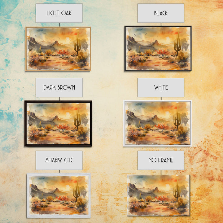 Southwestern Farmhouse Decor, Desert Watercolor Painting Canvas Print or Metal Wall Art, Home Decor, Above Bed Art, Above Sofa Decor