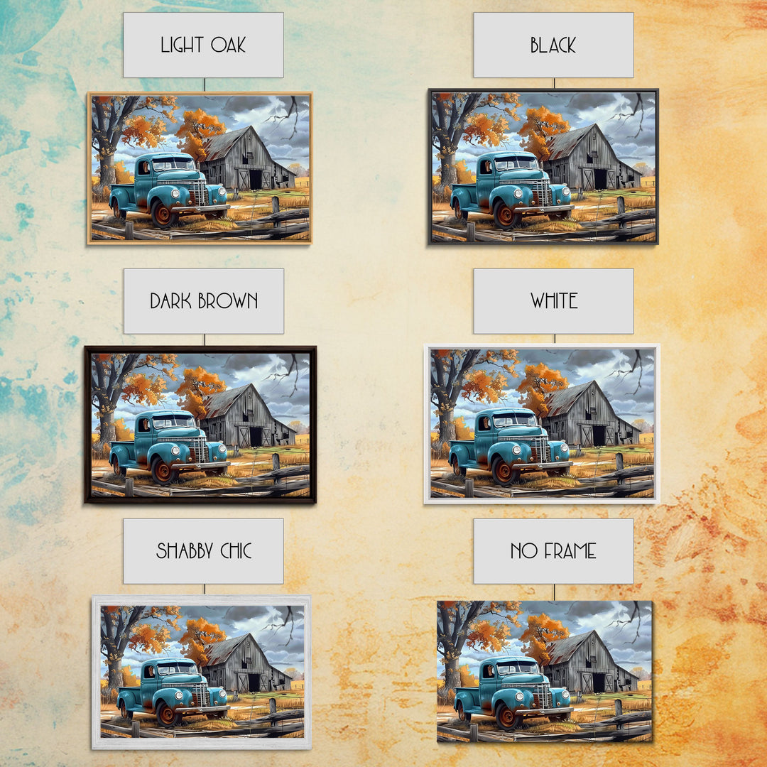 Old Rusty Truck Painting Canvas Print, Wood Framed Wall Art or Metal Art, Vintage Style Wall Art, Farmhouse Decor, Boho Whimsical Art