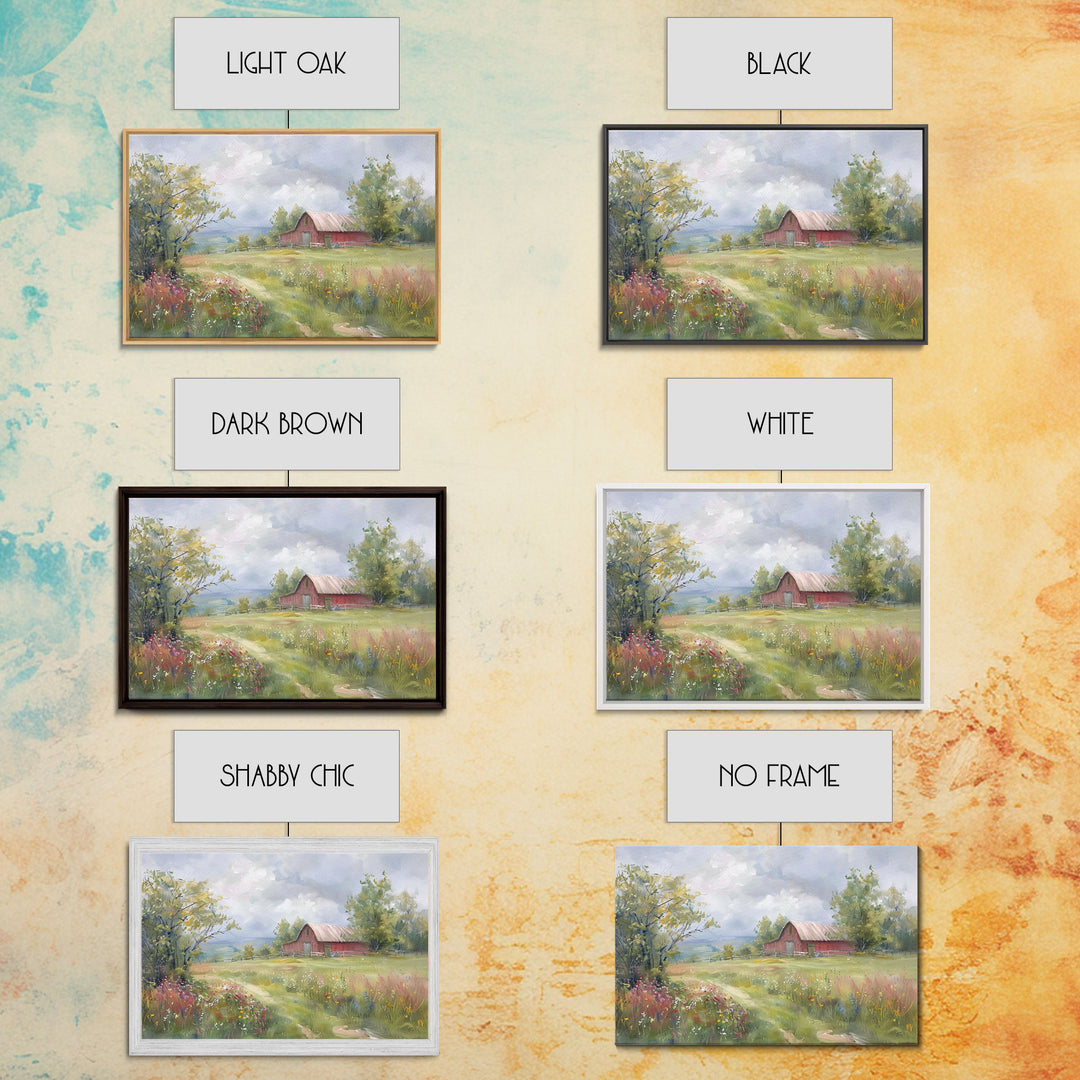 Farmhouse Watercolor Painting Framed Canvas Print, Metal Art Print, Farmhouse Decor, Country Decor, Kitsch Wall Art