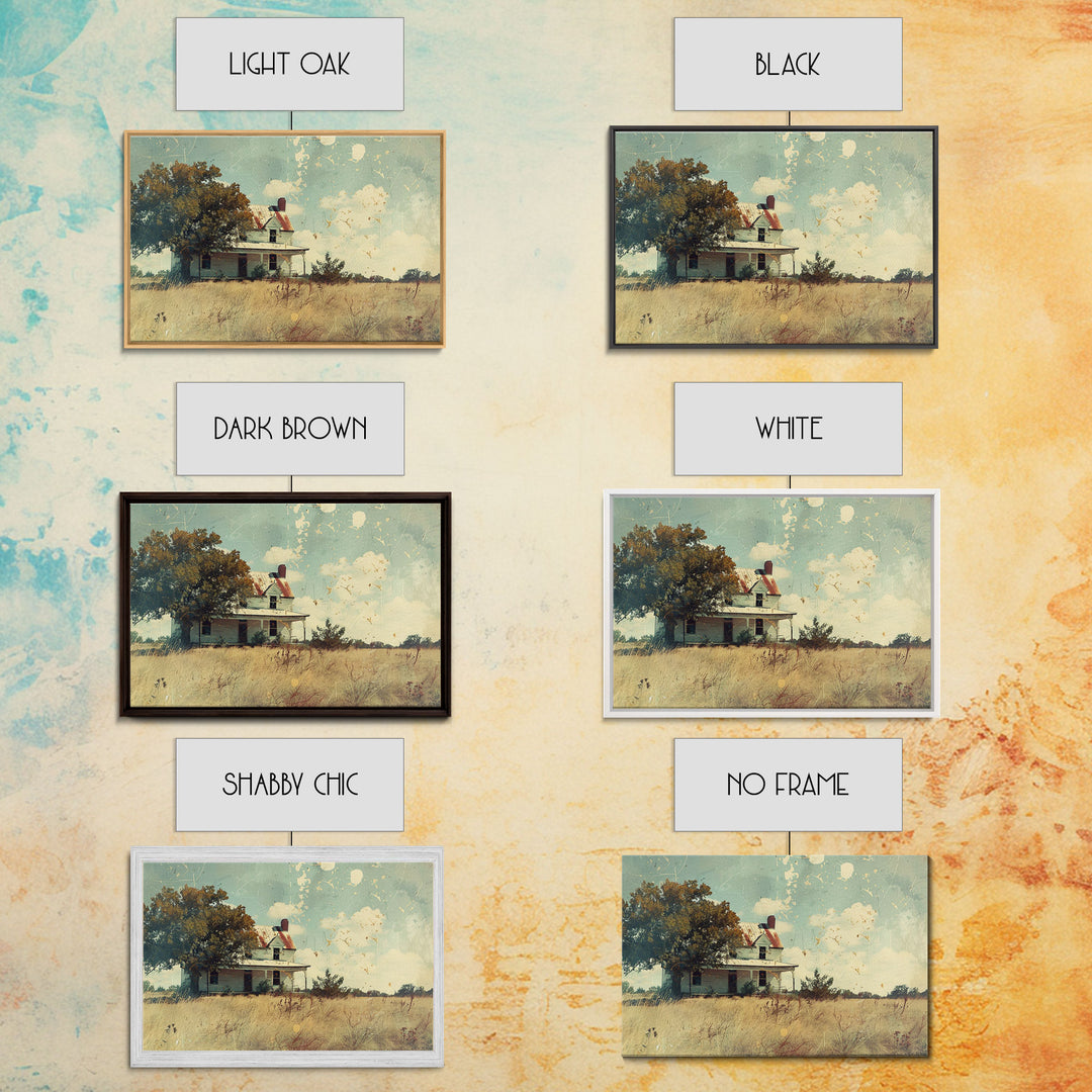 Old Farmhouse Watercolor Painting, Vintage Style Framed Canvas Print Or Metal Wall Art, Handmade Gift, Housewarming, Cottagecore Decor