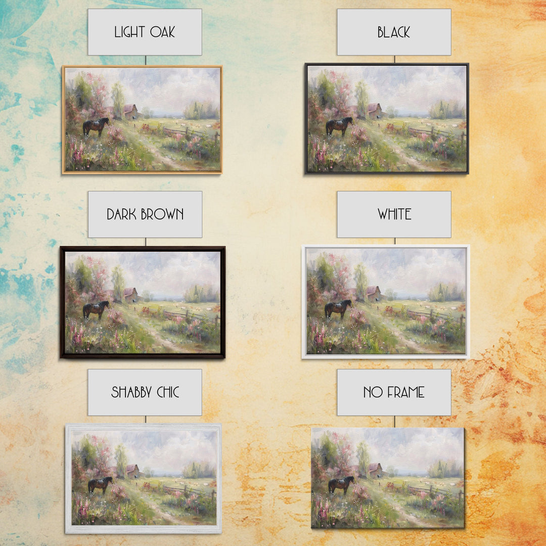 Rustic Farmhouse Decor, Horse Painting Framed Canvas Print, Lake House Decor, Cabin Decor, Interior Design, Farmhouse Home Decor