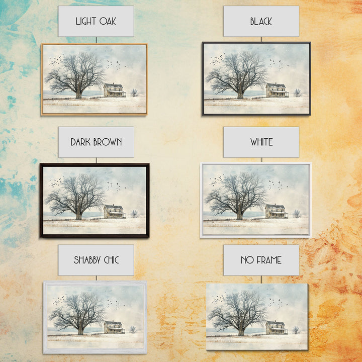 Winter On The Farm Framed Canvas Print | Living Room Art | Rustic Art | Farmhouse Wall Art | Art | Wall Decor | Large Wall Art