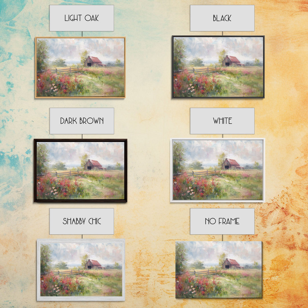 Farm Art, Framed Canvas Print, Rustic Watercolor Painting Of An Old Barn, Farmhouse Color Palette, Boho Decor