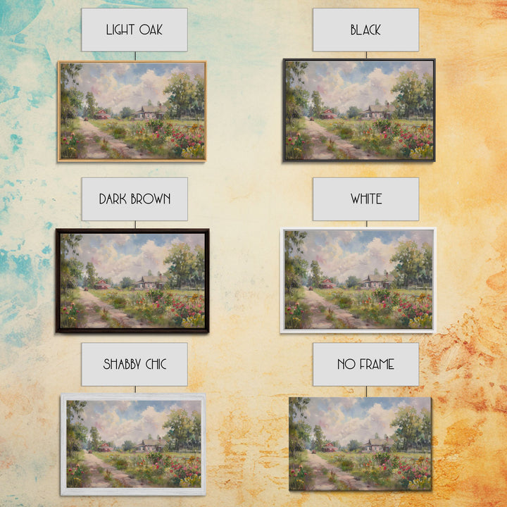 Kitsch Minimalist Watercolor Painting Print Of an Old Country Road, Wood Framed Print, Metal Wall Art, Room Decor, Aesthetic Room Decor