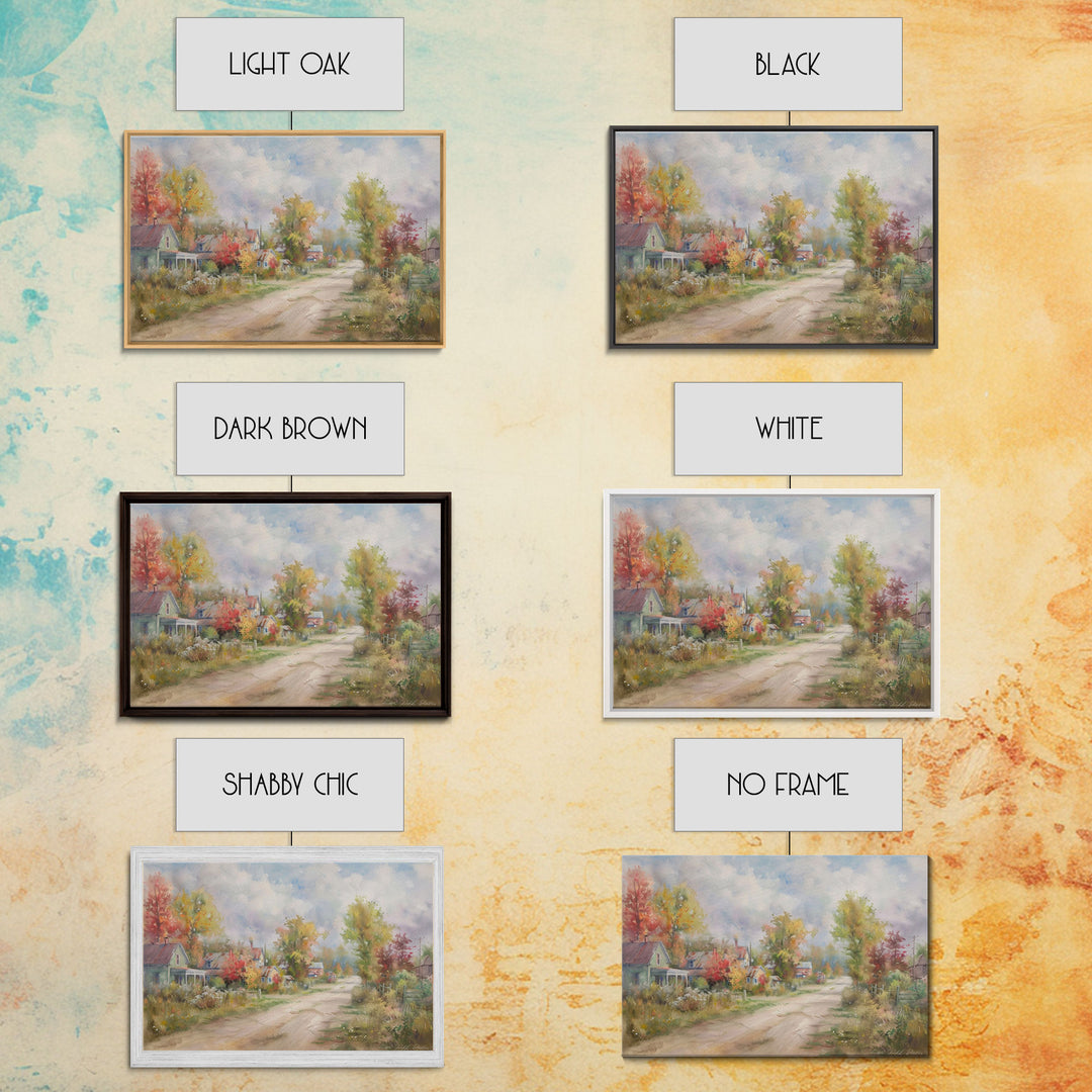 Kitsch Minimalist Watercolor Painting Print Of an Old Country Road, Wood Framed Print, Metal Wall Art, Room Decor, Aesthetic Room Decor