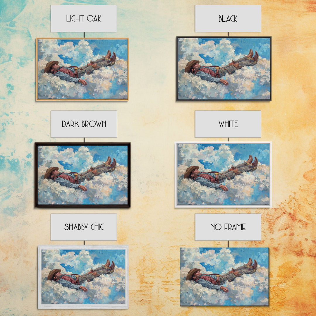 The Heavenly Cowboy | Framed Canvas Print or Metal Art | Wild West Decor | Cottagecore | Southwestern Art Home Decor, Farmhouse Western Art