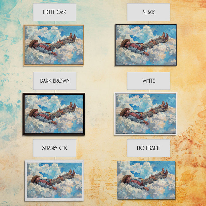 The Heavenly Cowboy | Framed Canvas Print or Metal Art | Wild West Decor | Cottagecore | Southwestern Art Home Decor, Farmhouse Western Art