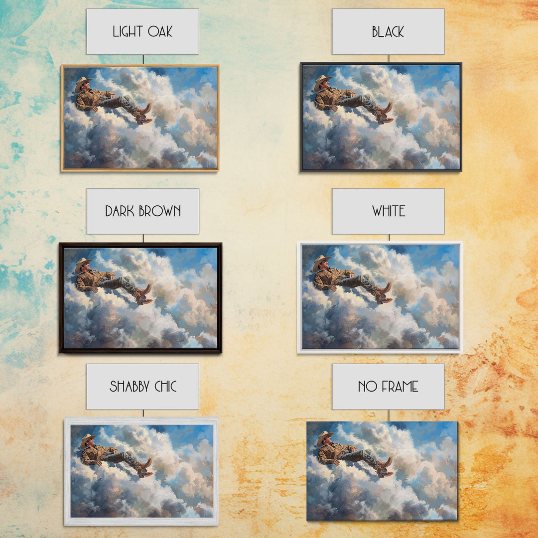 The Heavenly Cowboy | Framed Canvas Print or Metal Art | Wild West Decor | Cottagecore | Southwestern Art Home Decor, Western Wall Decor