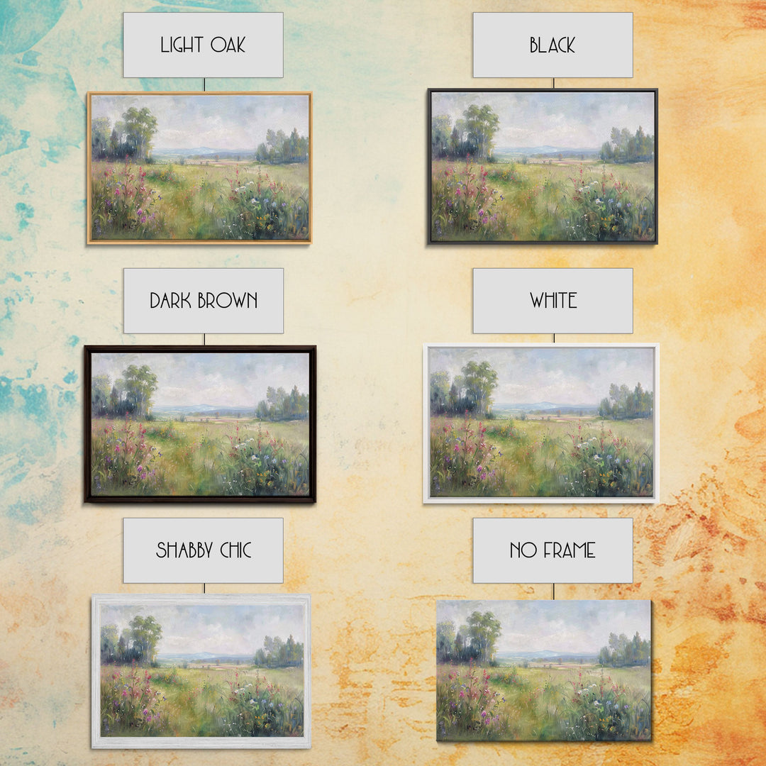 Cottagecore Wildflowers Farmhouse Print, Framed Wall Art, Wood Frame Art, Metal Print, Wall Art, Landscape Painting, Country Decor