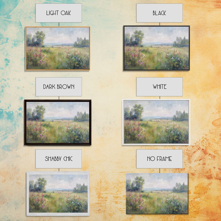 Cottagecore Wildflowers Farmhouse Print, Framed Wall Art, Wood Frame Art, Metal Print, Wall Art, Landscape Painting, Country Decor