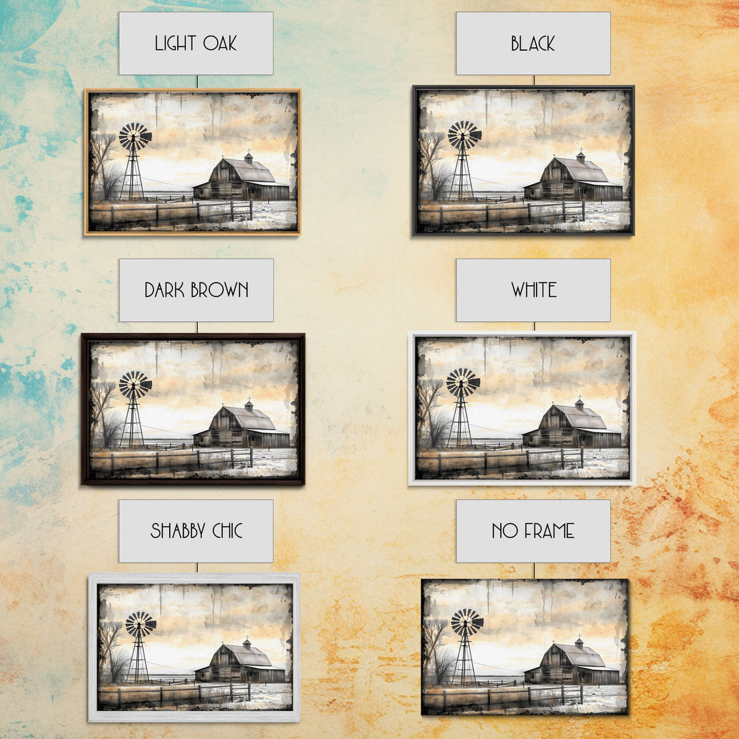 Farmhouse House Decor Large Canvas Print, Old Barn Painting, Black and White Photography Print, Pastoral Hills, Vintage Decor