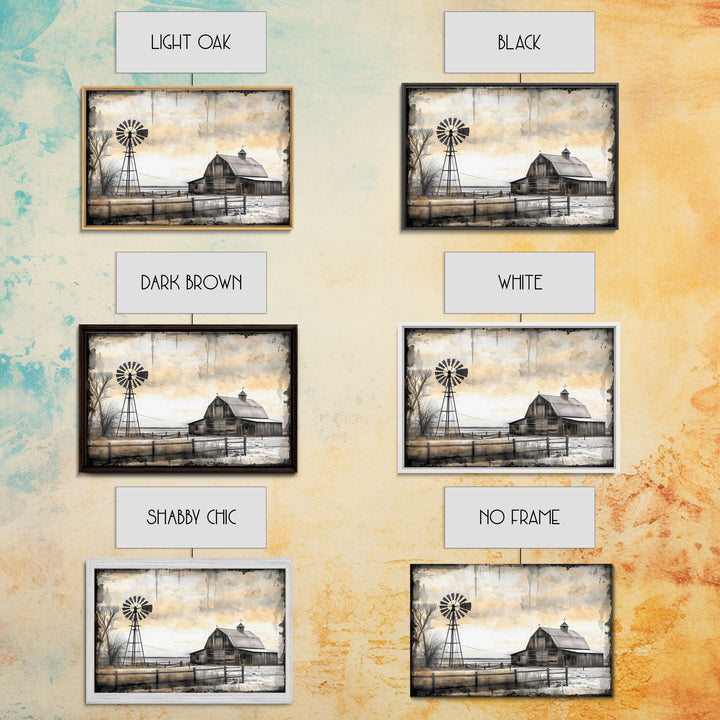 Farmhouse House Decor Large Canvas Print, Old Barn Painting, Black and White Photography Print, Pastoral Hills, Vintage Decor