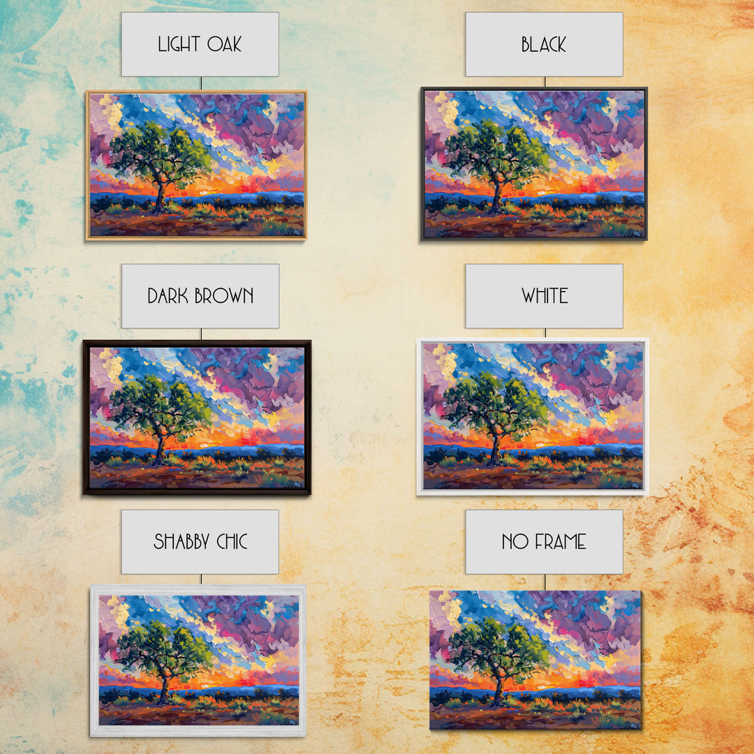 Midcentury Modern Pop Art Landscape Painting Canvas Print, Framed Wall Art, Southwestern Decor, Home Decor Wall Art, Country Decor