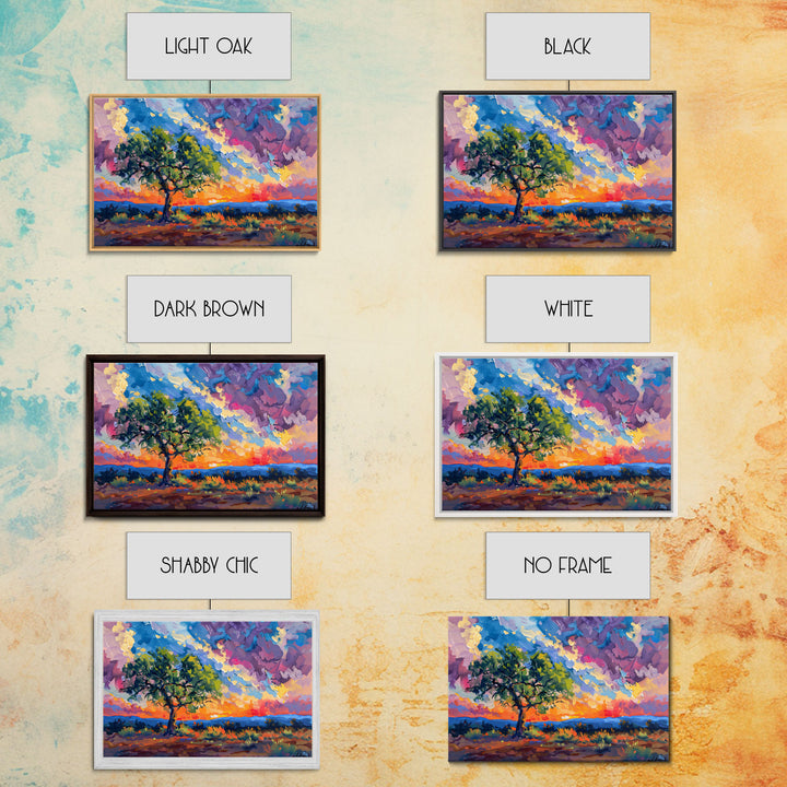 Midcentury Modern Pop Art Landscape Painting Canvas Print, Framed Wall Art, Southwestern Decor, Home Decor Wall Art, Country Decor