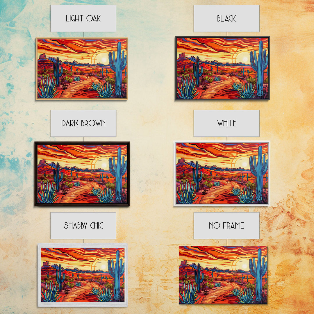 Mid Centry Modern Pop Art Style Desert Landscape Painting Canvas Print, Retro Style Wall Art, Home Decor, Desert Wall Art, Arizona Art