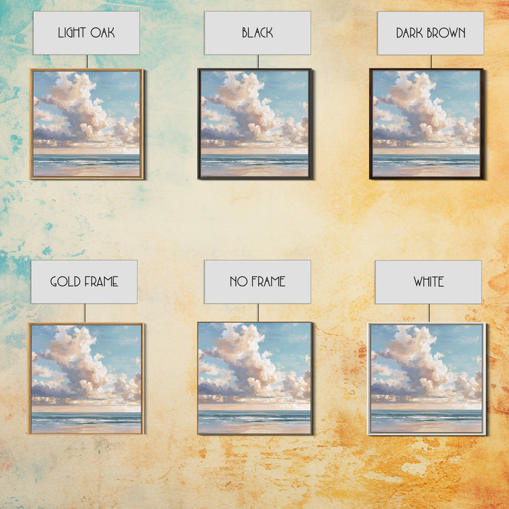 Classic Seascape with Dramatic Clouds Canvas Print, Wall Art, Art, Living Room Decor, Fine Art, Wall Clock, Large Wall Art, WAL-1x1-99