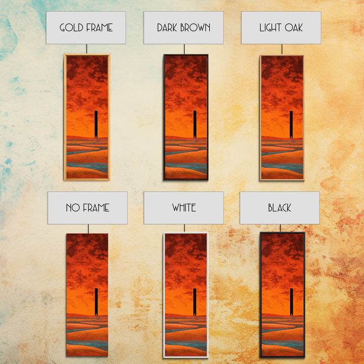 Desert Landscape in Warm Terracotta Tones Framed Canvas Print, Wall Art, Boho Decor, Living Room Decor, Fine Art, WAL-1x3-91