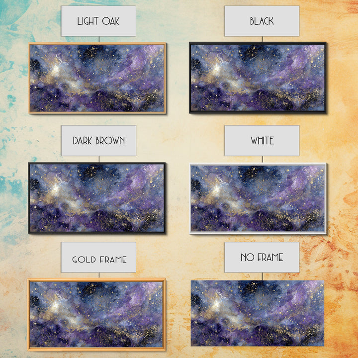 Celestial Moon and Stars Artwork Framed Canvas Print, Wall Art, Contemporary Art, Living Room Decor, Fine Art, WAL-2x1-10