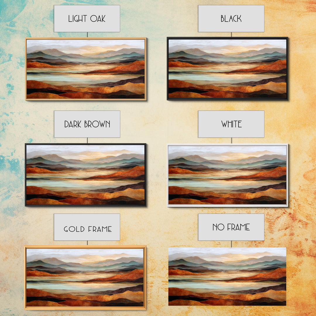 Desert Landscape in Warm Terracotta Tones Framed Canvas Print, Wall Art, Boho Decor, Living Room Decor, Fine Art, WAL-2x1-27