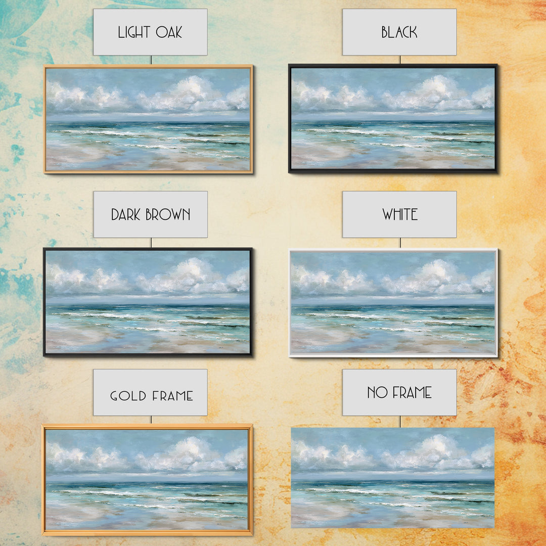 Classic Seascape with Dramatic Clouds Canvas Print, Wall Art, Wall Art for Mom, Living Room Decor, Oil Painting, WAL-2x1-47