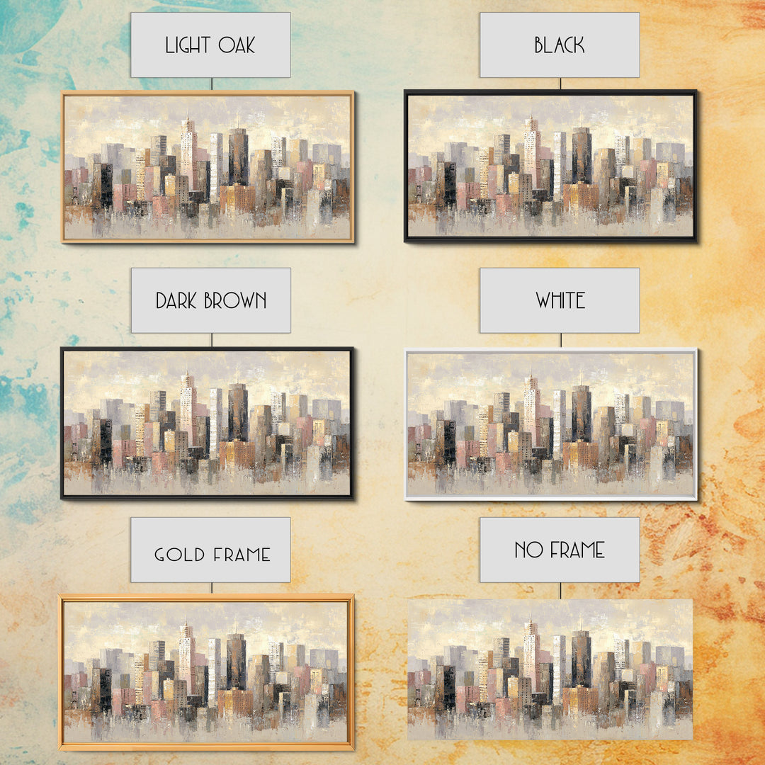 Urban Skyline in Muted Evening Color Canvas Print, Wall Art, Living Room Decor, Abstract Art, Metal Wall Art, WAL-2x1-62