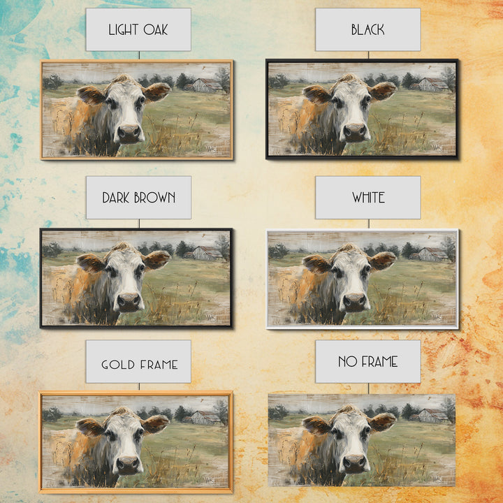 Rustic Farmhouse Cow Portrait Canvas Print, Wall Art, Wall Hanging, Living Room Decor, Fine Art, Gallery Decor, WAL-2x1-63