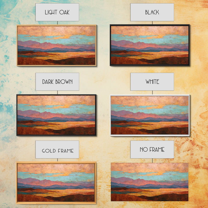Desert Landscape in Warm Terracotta Tones Framed Canvas Print, Wall Art, Room Decor, Living Room Decor, Fine Art, WAL-2x1-75